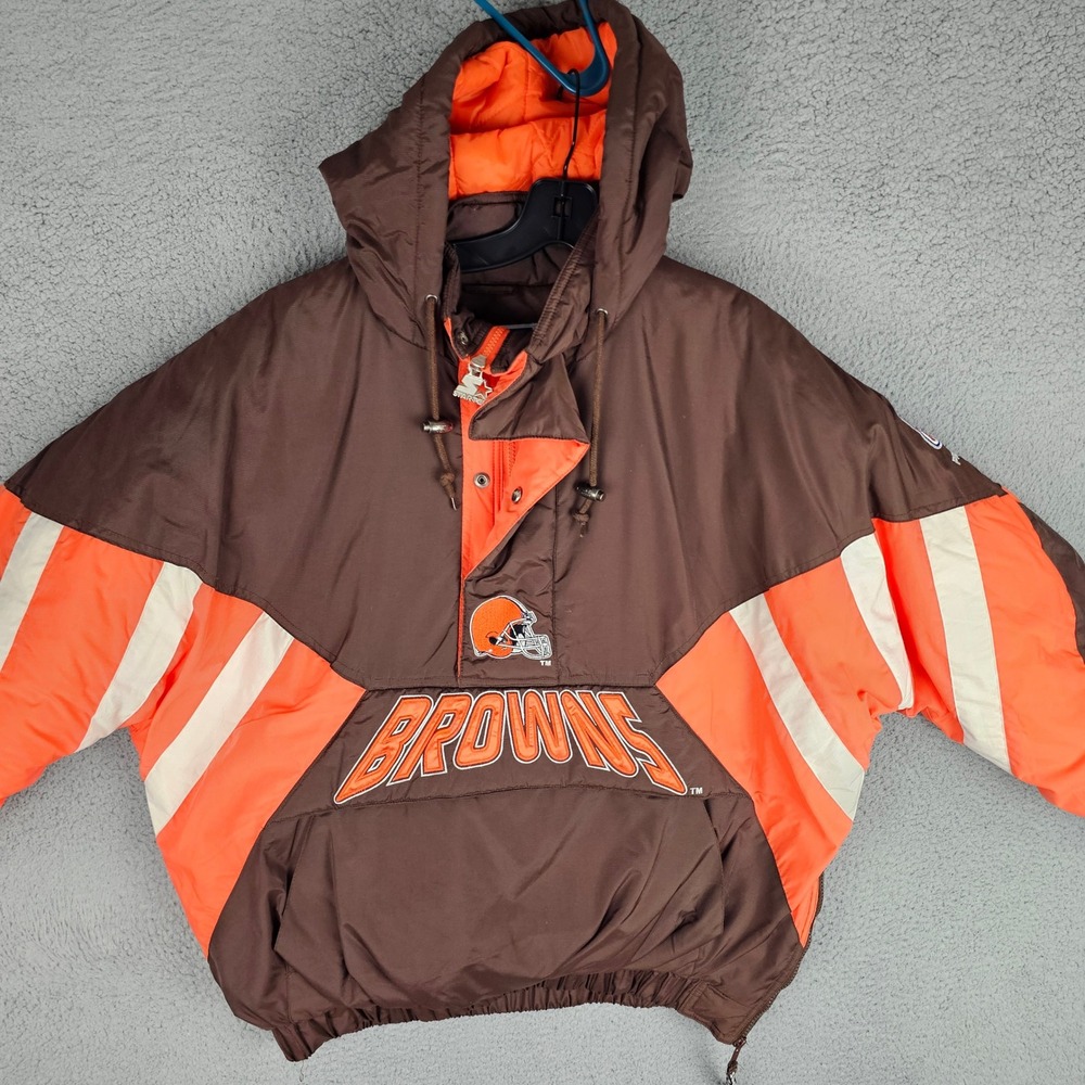 Starter Puffer Jacket Men Large Cleveland Browns NFL Pro Line Vintage Anorak 90s